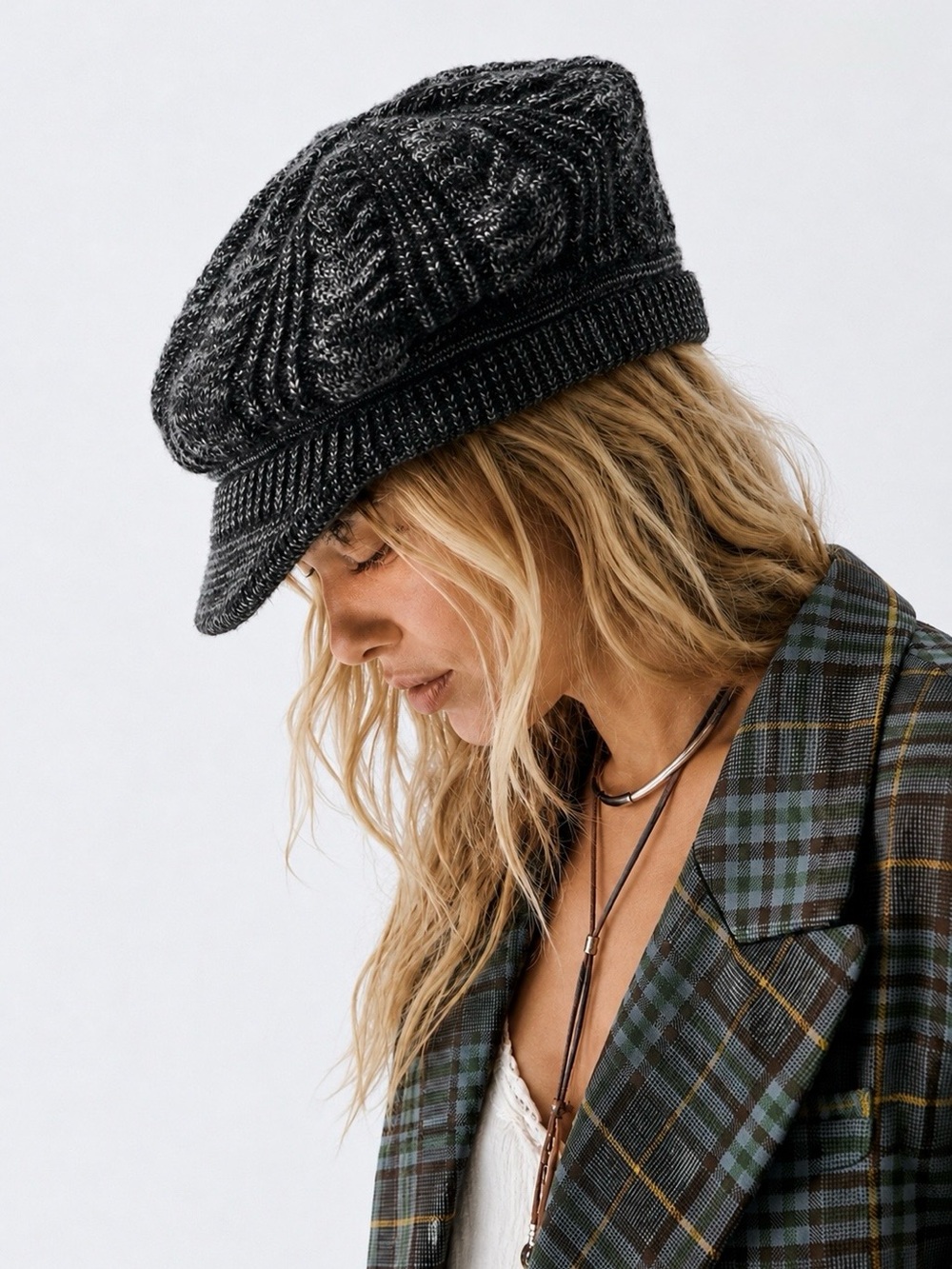 Free People Loui Sweater Cadet Hat in Black